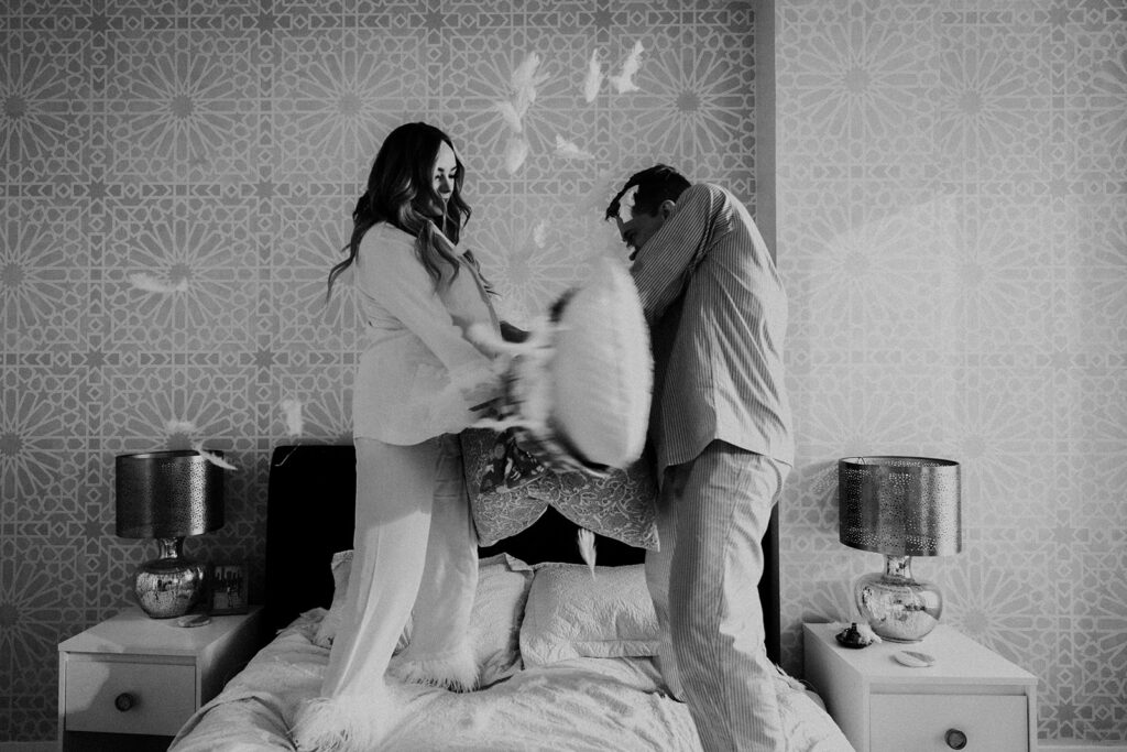 pillow fight engagement session 