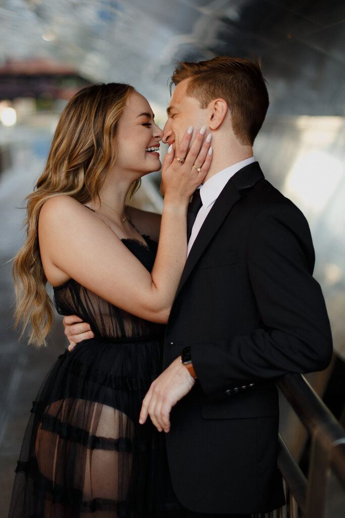 Romantic River North engagement session