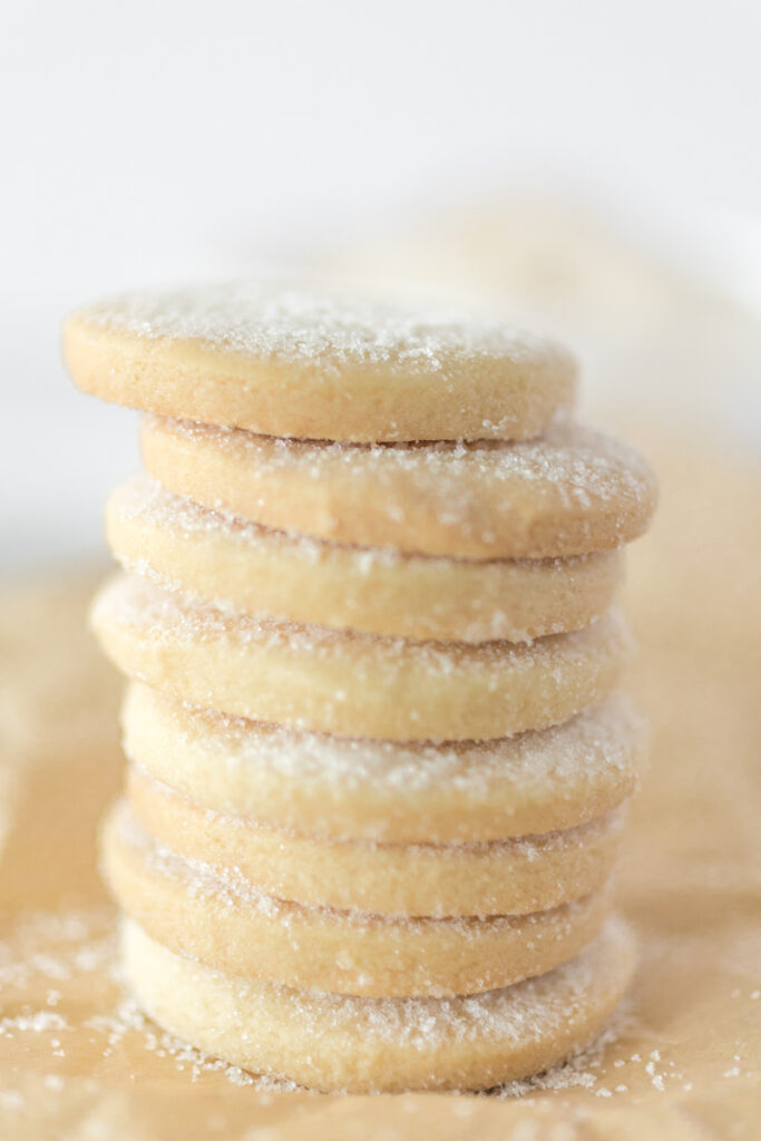 shortbread cookies styled on brown paper, lifestyle product photography