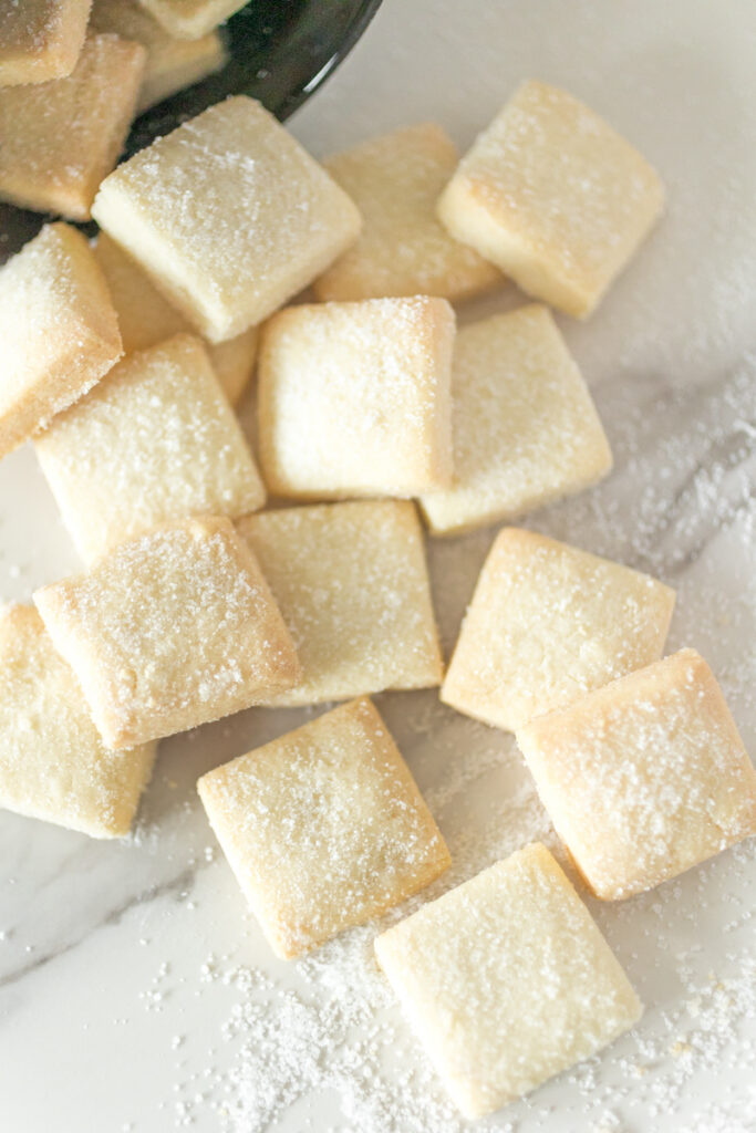 lose up of shortbread cookies with sugar detail