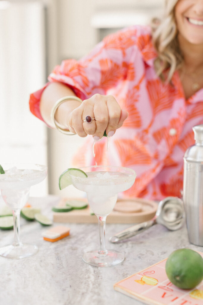 Luxury travel planner making margaritas personality brand photos