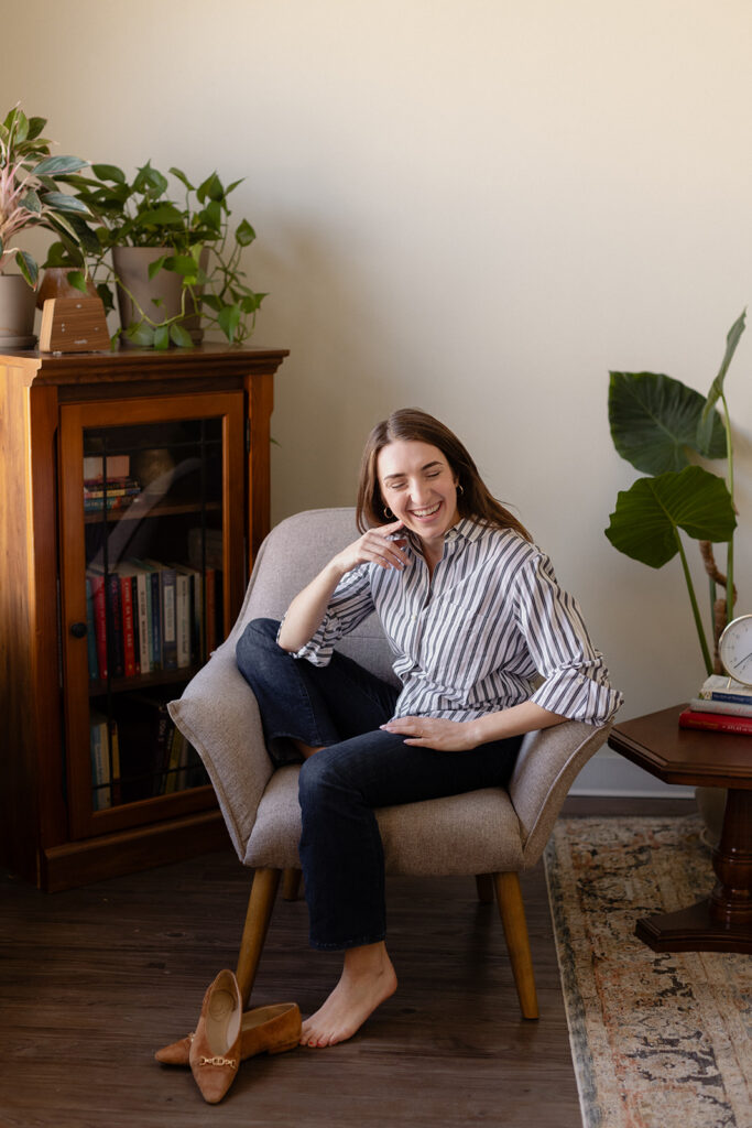 Candid brand photo of a Chicago therapist in her practice